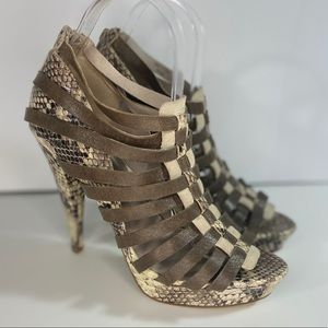 Seven for mankind Brown snake skin strappy heels